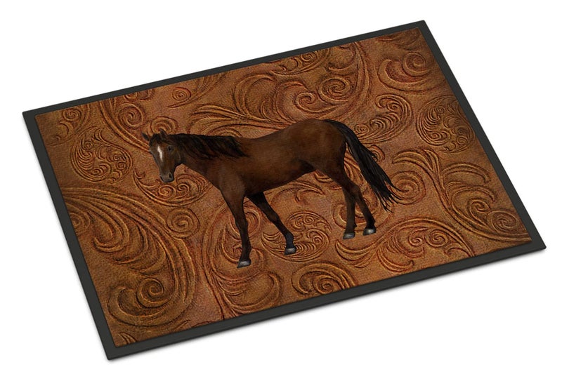 Caroline's Treasures حصيرة دخول كارولين SB3066JMAT على شكل حصان 24x36 حصيرة باب أمامي سجادات داخلية وخارجية للمداخل، غير قابلة للانزلاق قابلة للغسل، 24H X 36W - Image 1